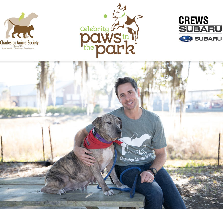 Charleston Animal Society, Crews Subaru Announced Presenting Sponsor, Animal Planet's Travis Brorsen for Celebrity Paws in the Park to be held on March 19th, 2022.